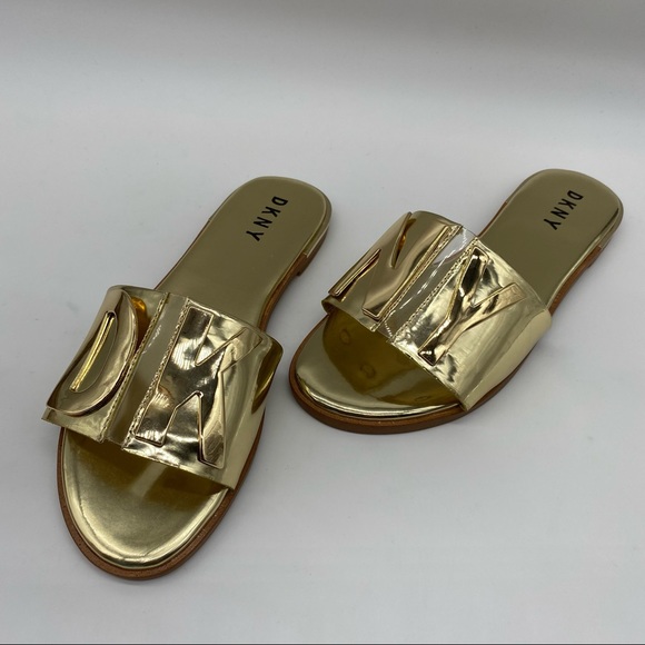 dkny gold sandals